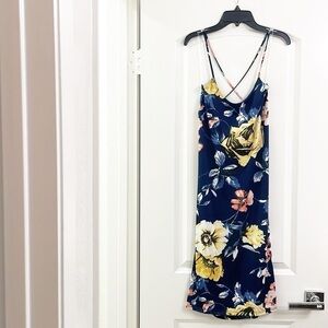 NEW Blue Leopard floral print strappy dress